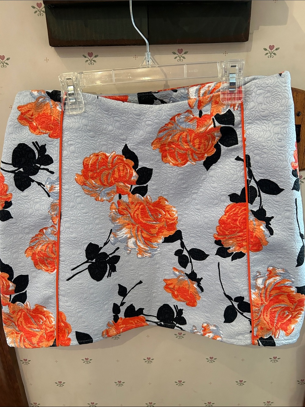 MINKPINK Orange Floral Quilted Mini Skirt
